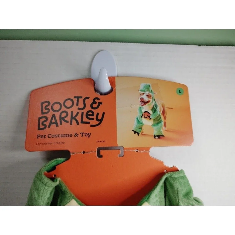 Boots & Barkley Green & White Dinosaur Dog Costume & Toy Set, Size L